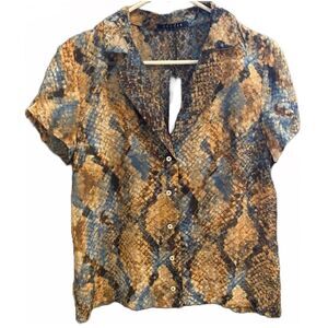 Decker Sheer Python Button Down SZ M‎